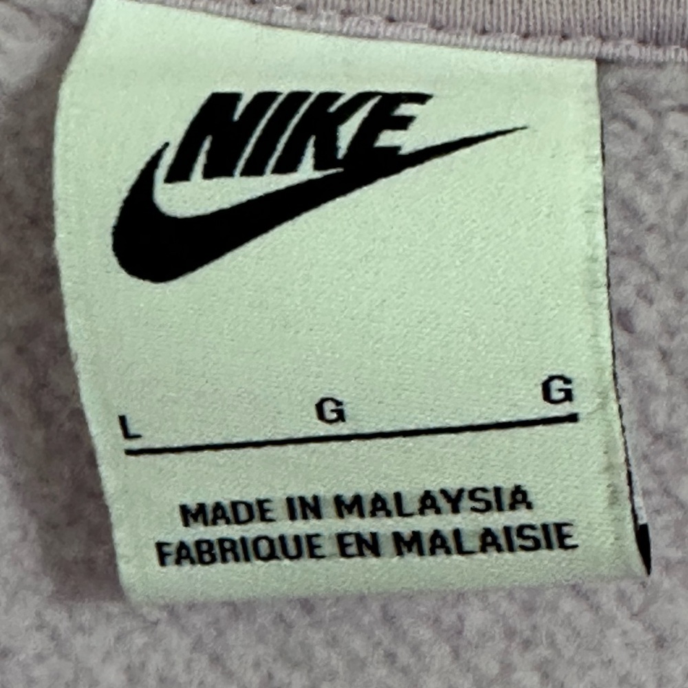 Nike Cropped Quarter Zip Fleece Sweatshirt Lavender L Dropped Shoulder - Picture 4 of 7
